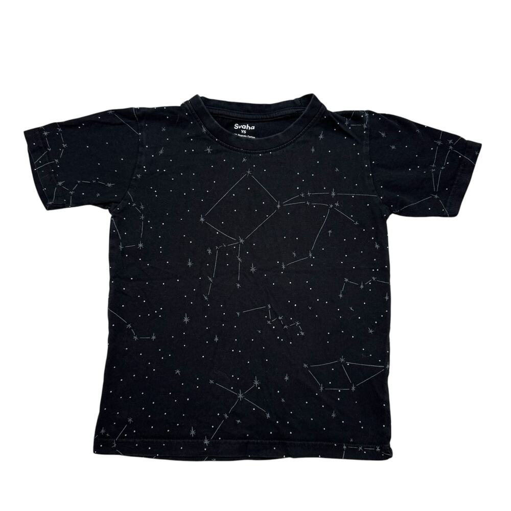 SVAHA Constellations Outer Space Black White Kids Tee Size Youth Small Stars